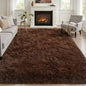 Area Rug Living Room Bedroom: 6x9 Fluffy Plush Shag Carpet Brown | by Luxturiy