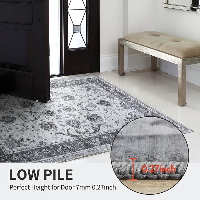 4x6 Ft Washable Area Rug for Bedroom, Non Slip Rugs for Living Room Ultra-Thin - Image 5