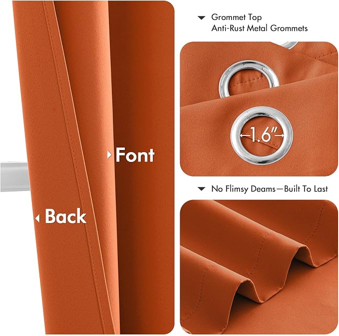 MIULEE Fall Blackout Curtains for Bedroom 2 Panels 40 x 96 Inch Long Orange | - Image 4