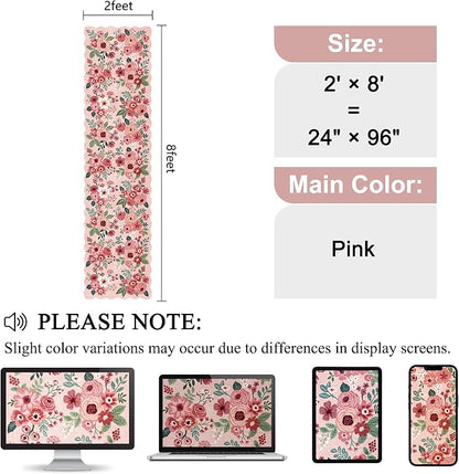 DUKINO 2x8 Washable Runner Rug, Floral Non Slip Kitchen Runner Rug, Soft Throw - Image 2