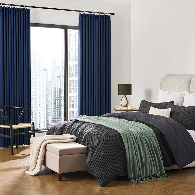 Navy Pleat Wide Width Drapes 80 x 96 inch Long 2 Panels - Image 4