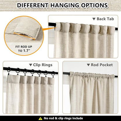 MYSKY HOME Boho Curtains Farmhouse Living Room Curtain Drapes, Light Filtering - Image 3