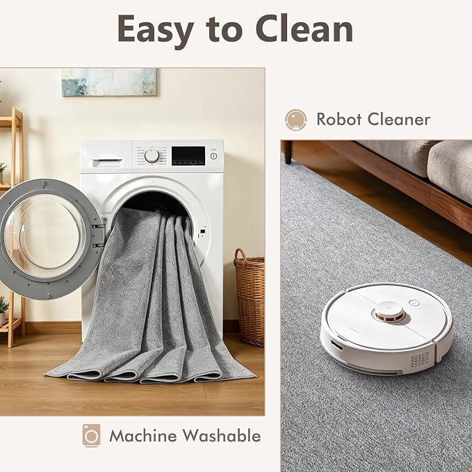 5x7 Grey Area Rug Washable Non-Slip Soft Thin - Image 7