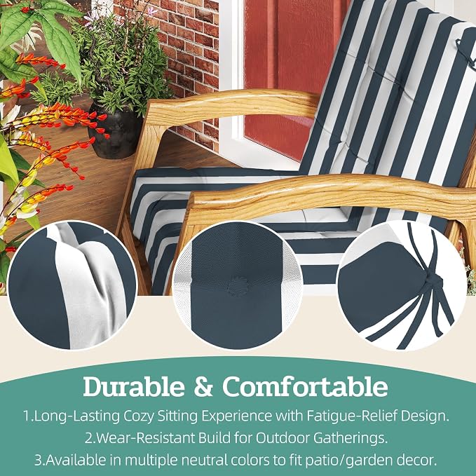 Outdoor Chair Cushion, High Back Soft Seat Pad, Indoor Outside Use, - Image 5