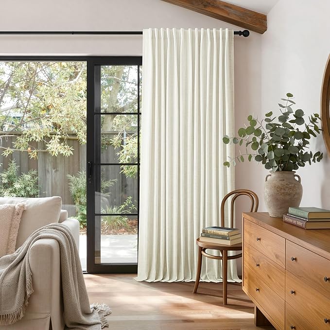 Extra Wide Curtain 108 Inches Long 100 Inch Wide Linen Blackout Curtain by Pitalk