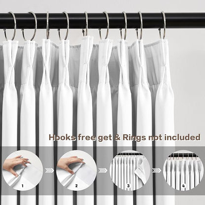 Pleated White Curtains 63 Inches Long, Half Blackout Room Darkening Short - Image 2