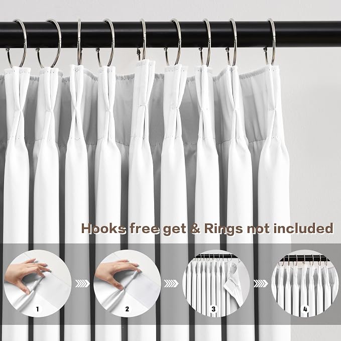 Elegant Pleated Privacy Window Curtain Panels 96 Inches Long, Memory Shape - Image 2