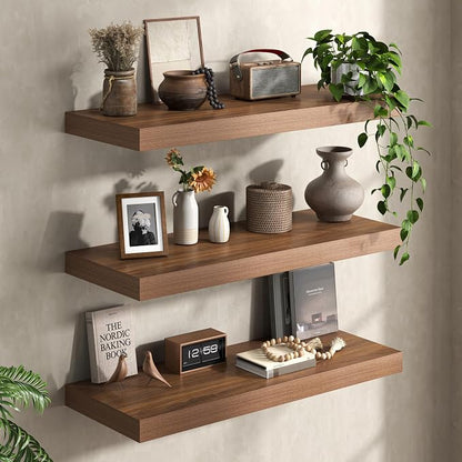 40Inch Walnut Floating Shelves for Wall, 12 Inch Deep Shelves for Bedroom - Image 8