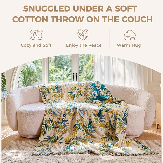 LUTBM Boho Throw Blanket for Bed Cotton Summer Blankets Twin Size for Bedroom - Image 4