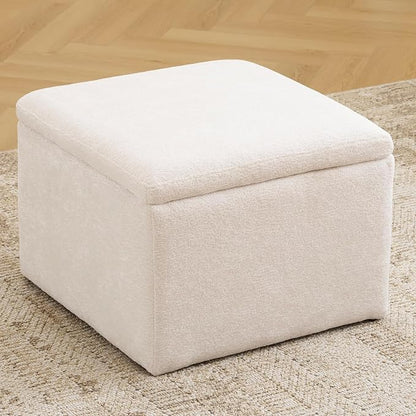 Cube Storage Ottoman, Chenille Ottoman Foot Stools, Ottoman Footstool - Image 6