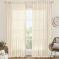 Extra Wide Linen Curtains for Bedroom Semi Sheer Panels 84 Inch | Light by LAMIT