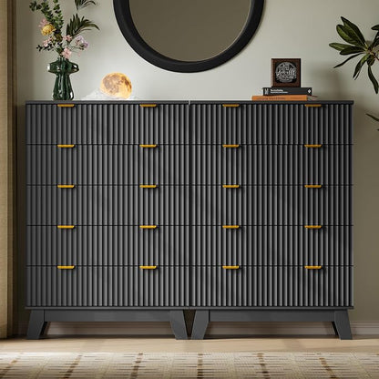 BORNOON 46" Tall Dresser for Bedroom, 6-Drawer Fluted Chest of Drawers - Image 7