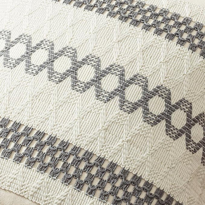 MIULEE Set of 2 Gray Boho Decorative Lumbar Pillow Covers 12x20 Inch | - Image 4