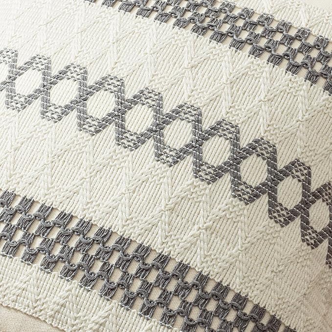 MIULEE Set of 2 Gray Boho Decorative Pillow Covers 20x20 Inch | Farmhouse Couch - Image 4