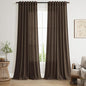 Chocolate Linen Blend Light Filtering Back Tab Curtains 108 Inches Long by Nanspring