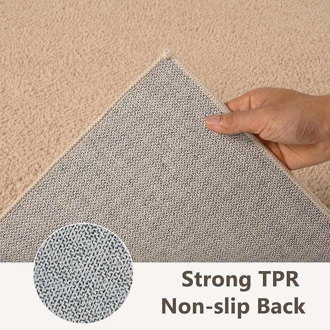 2x6 Beige Solid Runner Rug Washable Non-Slip - Image 5