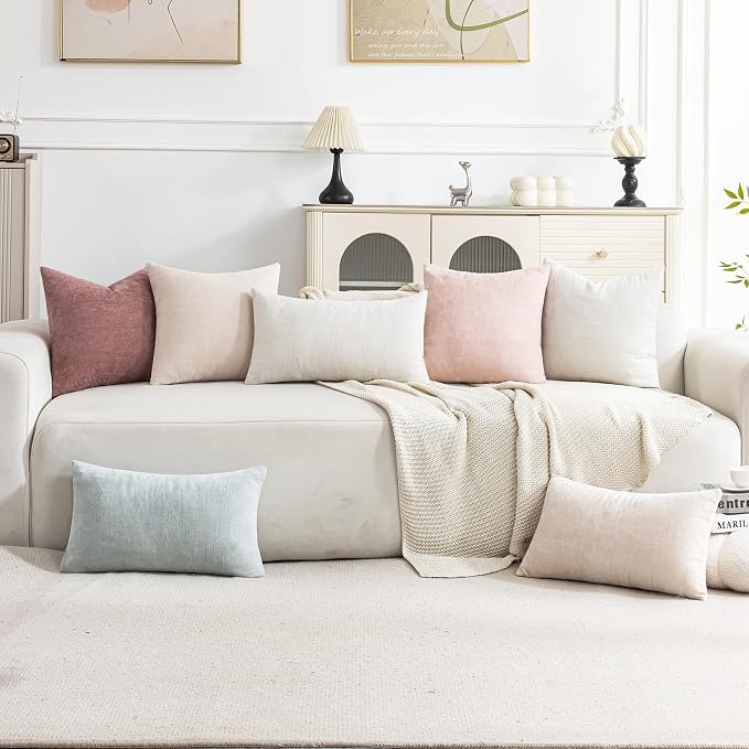 Set of 4 Soft Textured Decorative Throw Pillow Covers 12X20 Inch Cozy Farmhouse - Image 2