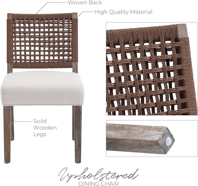 LZAREAL Farmhouse Dining Chairs Set of 4 Linen Fabric Upholstered Accent Side - Image 5