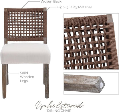 LZAREAL Farmhouse Dining Chairs Set of 4 Linen Fabric Upholstered Accent Side - Image 5
