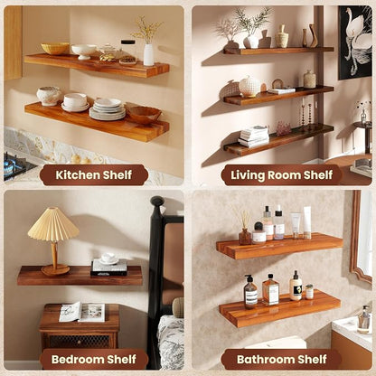 36 Inch Teak Floating Shelves Set of 2 - Image 7