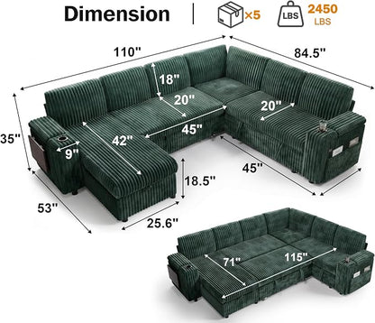 Vipbear 111" Modular Sectional Sleeper Sofa - Image 3