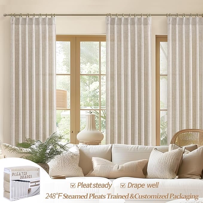Custom Natural Linen Pinch Pleated Room Divider Curtains 78 Inches Long 2 - Image 5