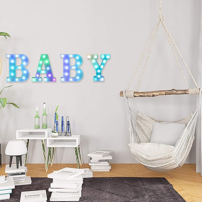 Foaky Colorful LED Letter Lights with Remote,Marquee Light Up Letters Sign for Night Light Wedding/Birthday Party Battery Powered Christmas Lamp Home Bar Decoration(K)