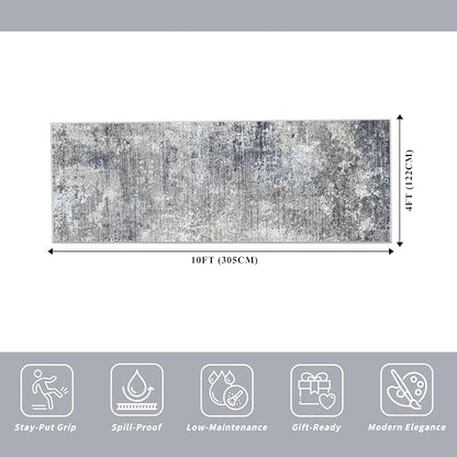 4x10 Wide Runner Rug for Hallway, Washable Non Slip Long Kitchen Rug, Soft Low - Image 2
