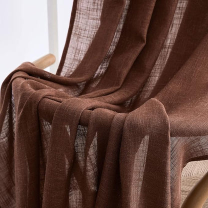 MIULEE Chocolate Brown Linen Curtains 52x72 Inch Length - Image 6