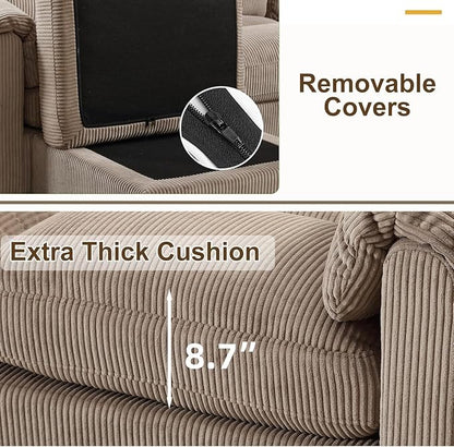 HAOMARKETS Corduroy Sofa Set, Upholstered Ottoman, Modern Loveseat and 3-Seater - Image 4