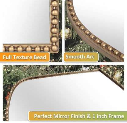 36"X28" Arched Mirror, Metal Beaded Frame Mirror - Image 3