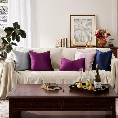 GIGIZAZA Velvet Pillow Covers 16x16 Decorative Pillows Pack of 2 Purple | Throw - Image 8