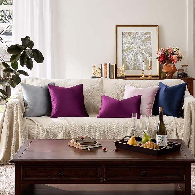 GIGIZAZA Velvet Pillow Covers 12x20 Decorative Pillows Pack of 2 Purple | Throw - Image 7