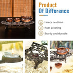 Sungmor Heavy Duty Cast Iron Teapot Dish Warmer Stable Holder for Tealight Stand | Tealight Warmer Decorative Stove for Villa Yard Balcony-Flower Shape