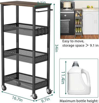 XYZLVSI Slim Storage Cart 4 Tier Fruit and Vegetable Baskets - Image 5