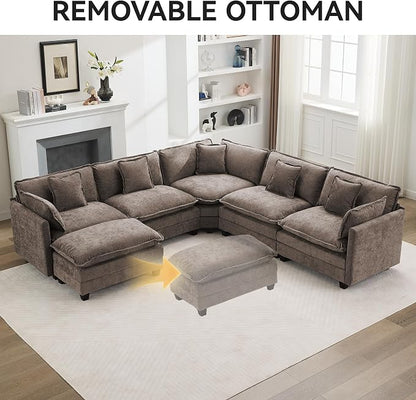 113'' V Shaped Cloud Sectional Sofa, Oversized Deep Seat Couches - Image 6