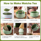 Matcha whisk Set, 8 PCS Ceramic Matcha Kit, Matcha Tea Set with Whisk, Ceramic Bowl, Sifter, Scoop, Holder, Stand, and Tea Towel, Gift for Matcha Lover