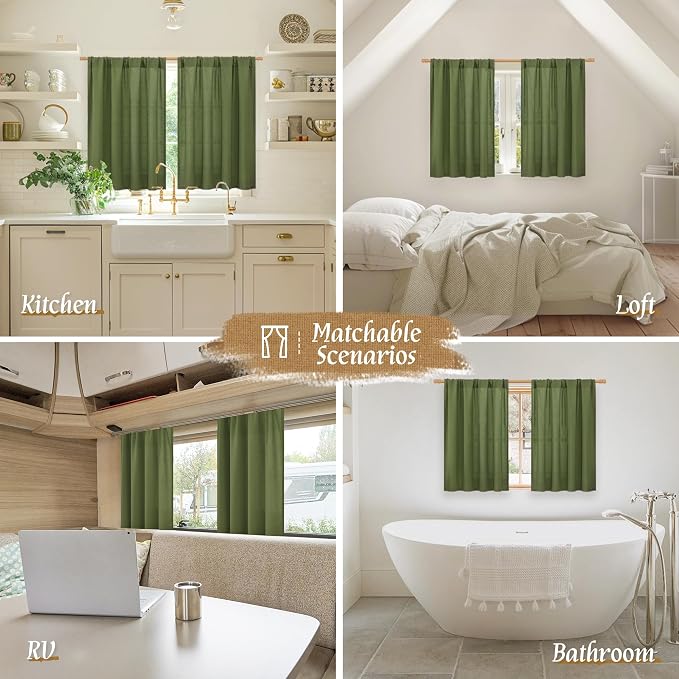 Semi Sheer Linen Curtains 45 Inch Length - Image 6