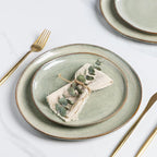 AmorArc Ceramic Dinner Plates Set of 6,10.5 Inch Handmade Reactive Glaze Stoneware Plates,Rustic Shape Dinnerware Dish Set for Kitchen,Microwave & Dishwasher Safe,Scratch Resistant-Reactive Color