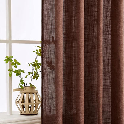 MIULEE Chocolate Brown Linen Curtains 52x84 Inch - Image 5