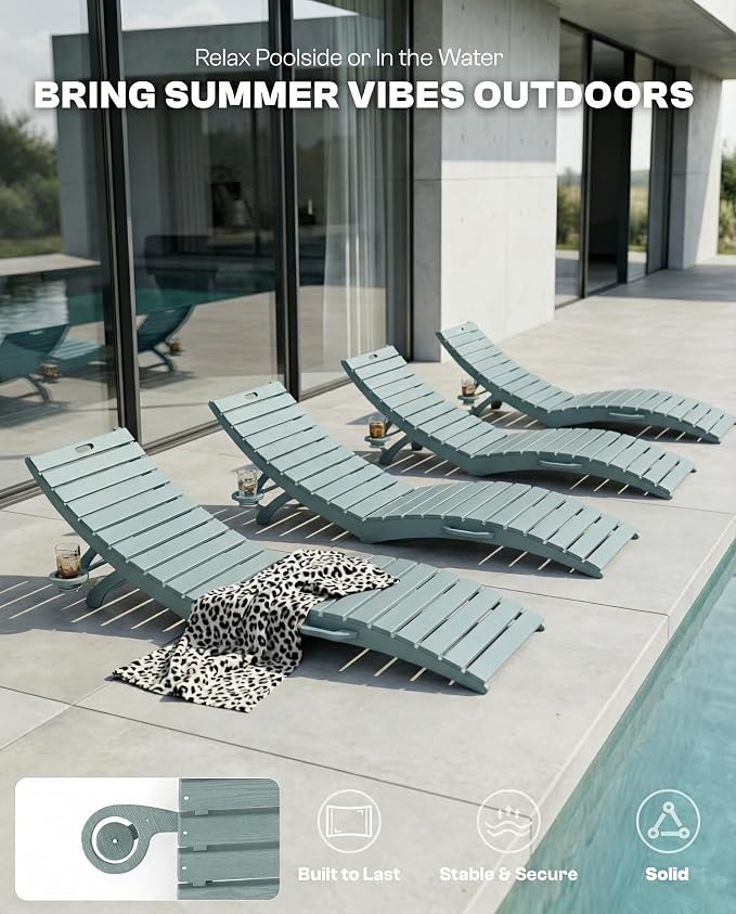 Folding HDPE Outdoor Chaise Lounge - Image 6