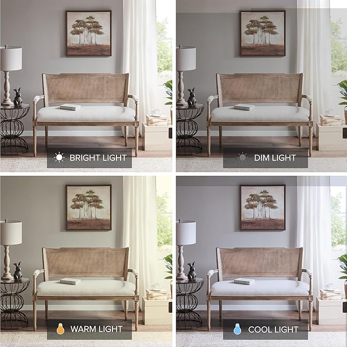 Madison Park Willshire Natural Rattan Settee, Upholstered Seat - Image 6