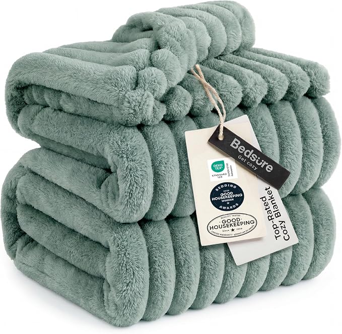 Bedsure Soft Cal Size Blanket for Bed Sage Green 102"x96" | Birthday Gifts for by Unknown