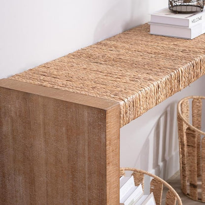 KEIKI 69" Seagrass Console Table, Handwoven Tabletop - Image 6
