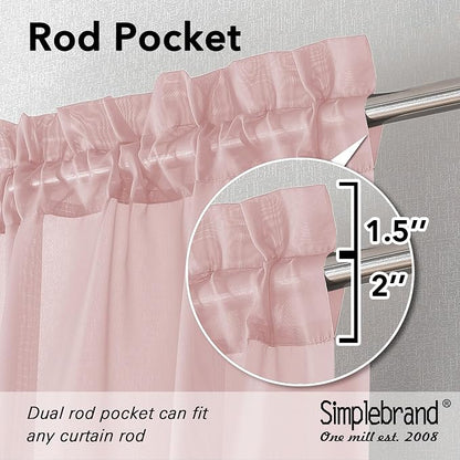 Simplebrand Blush Sheer Curtains 72 Inches Long 2 Panels - Image 5