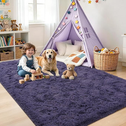 4x6 Taro Purple Fluffy Soft Area Rug Non-Slip - Image 4