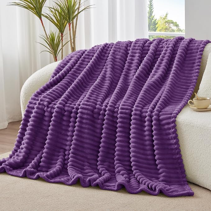 BEDELITE Striped Fleece Throw Blanket, Soft Cozy, Lightweight Warm, - Image 8
