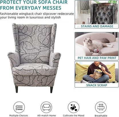 KRFOONN Wingback Chair Covers Slipcovers 2 Piece Stretch Wing Chair Covers - Image 5