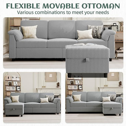 Vongrasig Convertible Sectional Couches Sofa, 3 Seat L Shaped Sofa - Image 7