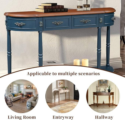 Retro Curved Console Table, Solid Pine Legs - Image 7